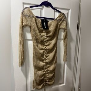 PRETTY LITTLE THING GOLD SEQUINS MINI CLUB DRESS